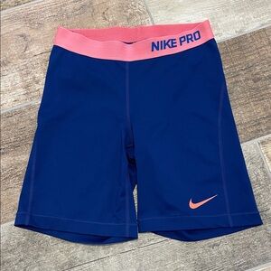 Nike Pro Blue and Pink Activewear Bike Shorts Dri- Fit Size M